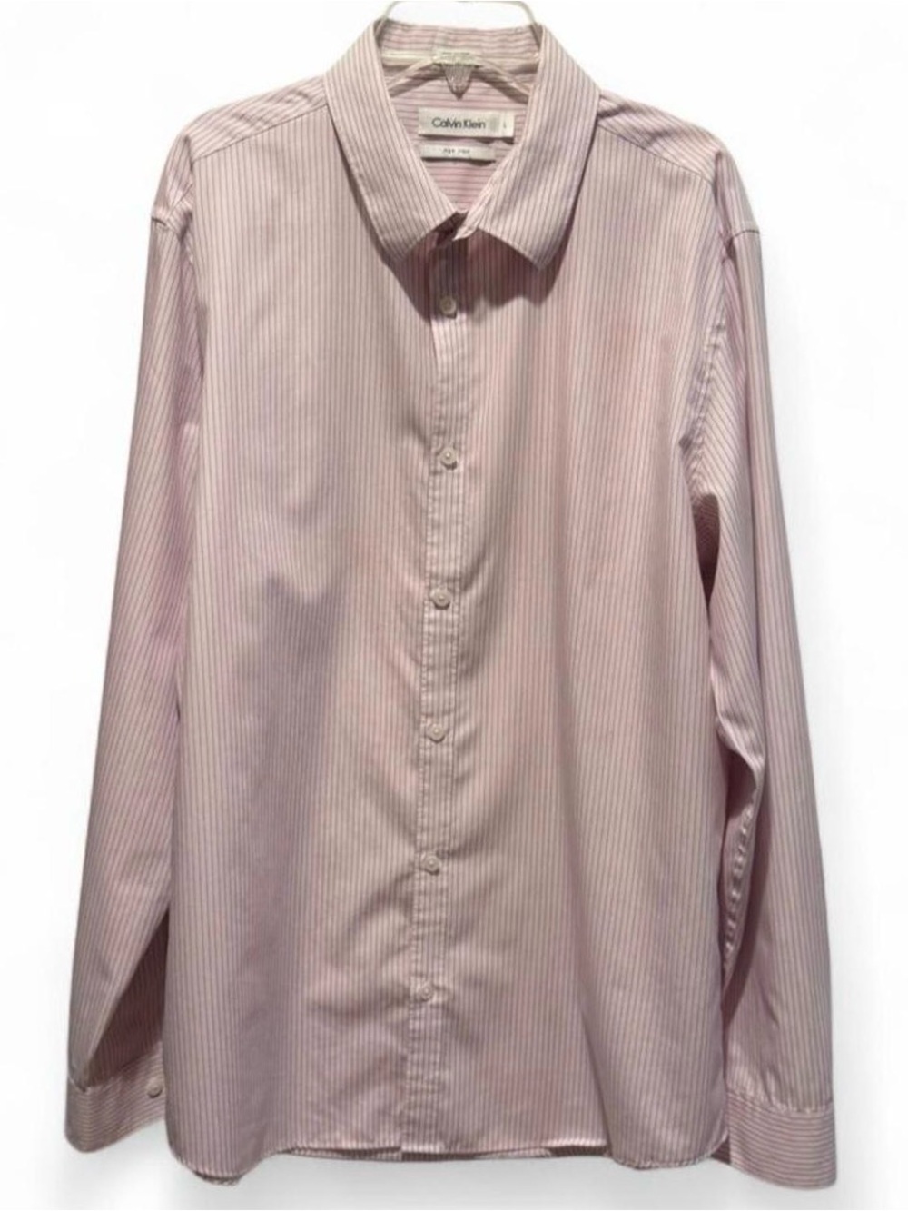 Calvin Klein Men’s Light Pink Pinstripe Dress Shirt